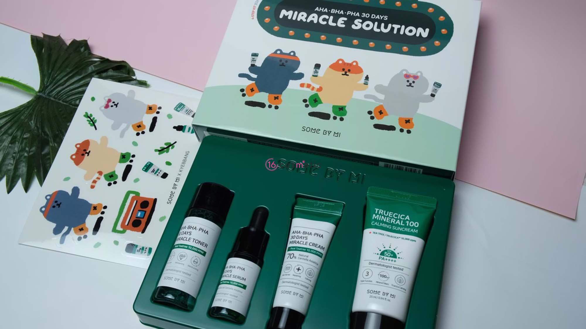 Bộ Kit 4 Món Dưỡng Da Làm Giảm Mụn Some By Mi AHA - BHA - PHA 30 Days Miracle Solution 4- Step Kit +Tặng Kèm 1 Túi Lưới Rủa Mặt Tạo Bọt