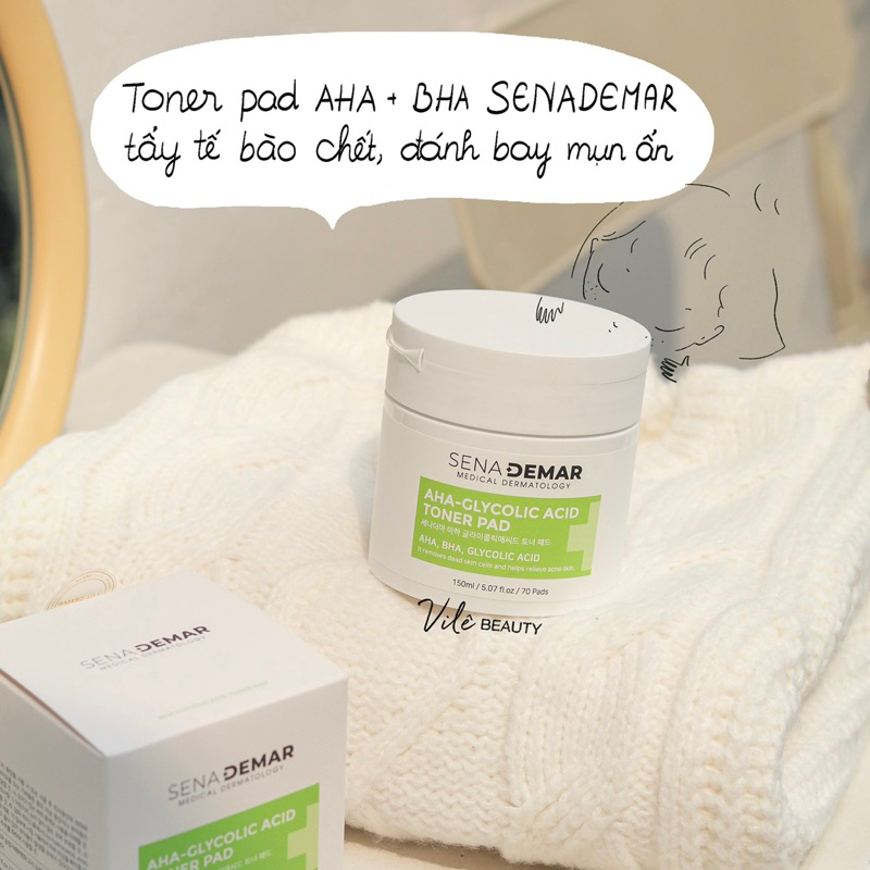 Toner Pad SENADEMAR giúp tẩy tế bào chết giúp da sáng mịn từ Hàn Quốc 150ml/70 miếng hạn 2027