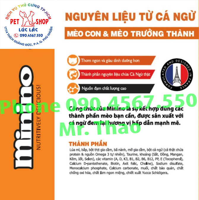 Thức ăn cho mèo con &amp; mèo trưởng thành vị cá ngừ Minino Tuna Flavored 1,3kg