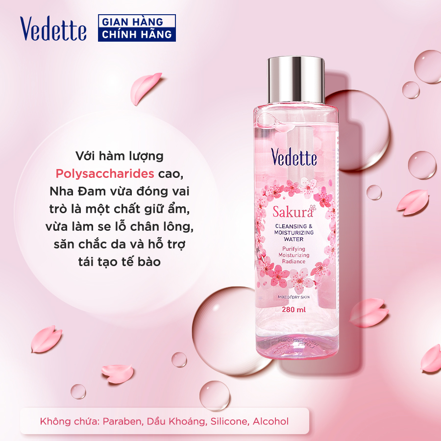 Toner Nước cân bằng dịu nhẹ Vedette hương Hoa Anh Đào 280ml