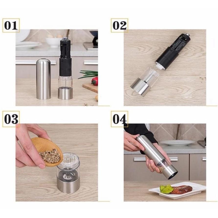 Máy xay tiêu, xay gia vị cầm tay tự động, vỏ Inox không gỉ - ShopToro - AsiaMart