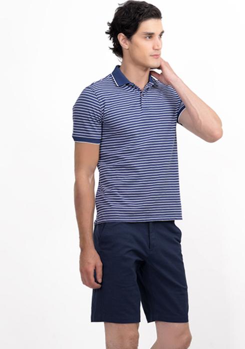 Áo Polo Nam Dệt Sọc Novelty NATMSNMCSR191045N - Xanh Dương Sọc Trắng