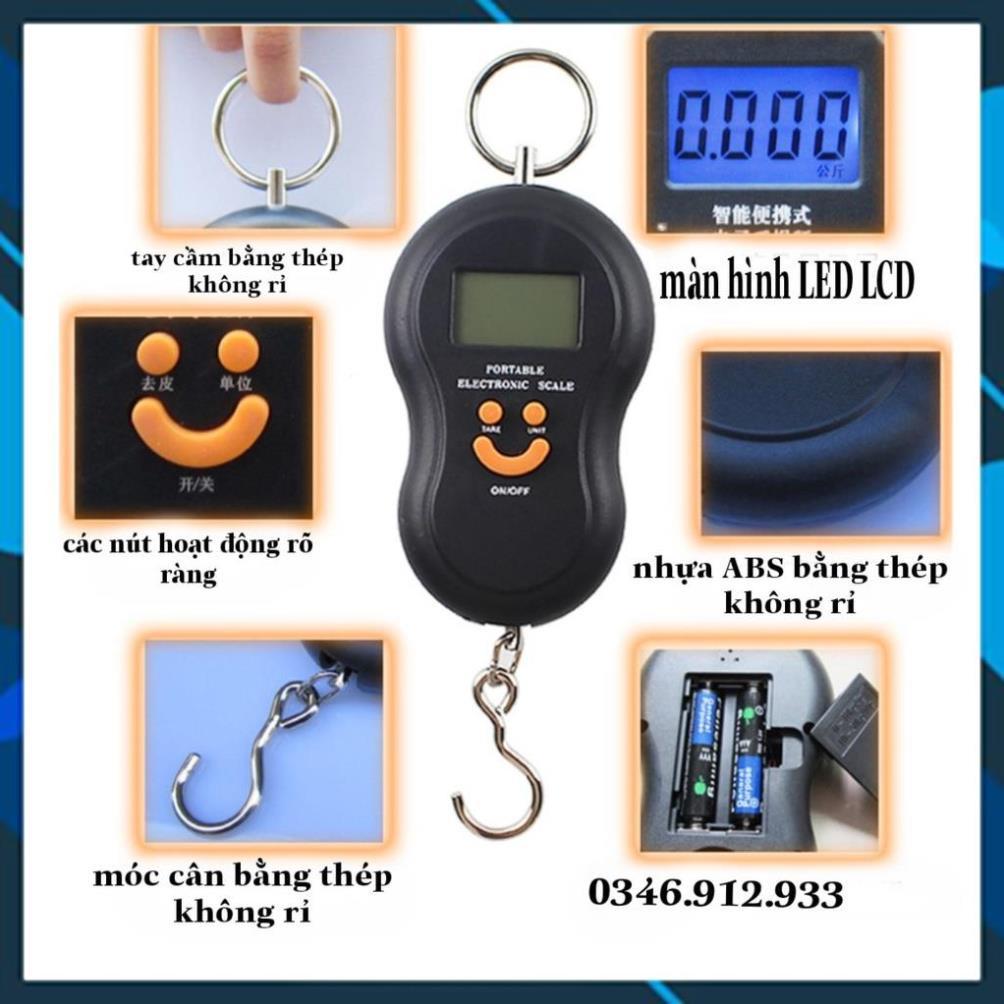 Cân móc điện tử cầm tay max 50kg cân cá khi đi câu, cân vật dụng trong nhà