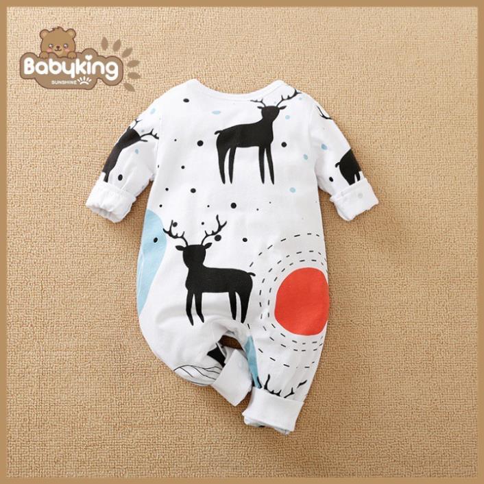 BodySuit giáng sinh noel cho bé,áo liền quần dễ thương dài tay kiểu nai đen cho bé (3097), cotton 100%, Aiueo Nhật