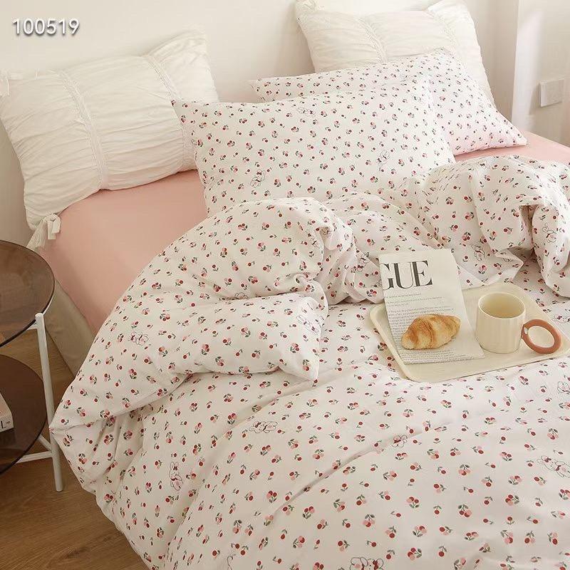 Bộ Chăn Ga Gối Cotton Living 100%cotton Hàng Nhập Khẩu Hoa Hồng vintage