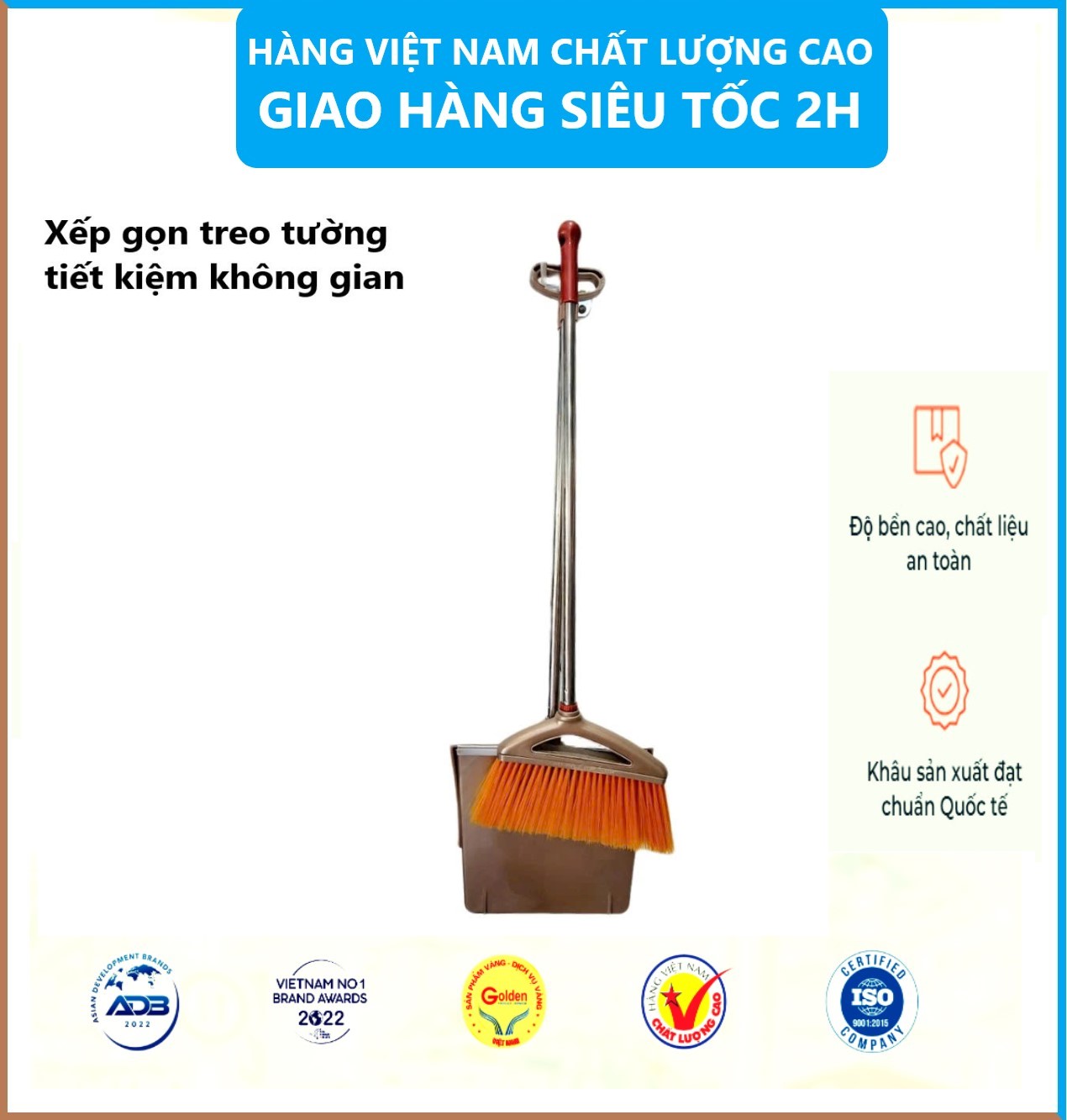Bộ chổi cước kèm xẻng hốt rác thông minh nhựa VIỆT NHẬT - Tự động đóng mở, treo tường, xếp gọn - Hàng chính hãng
