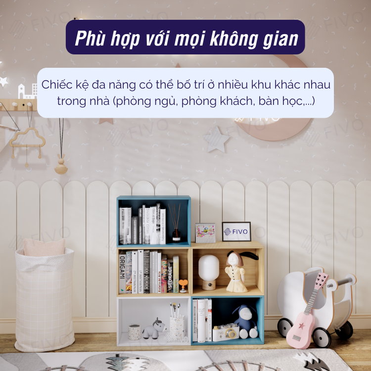 Kệ Sách Gỗ FIVO FB04, Chất Liệu MDF Chống Thấm Bề Mặt Cực Tốt, Thiết Kế Thông Minh Có Thể Kết Hợp Đa Tầng - Không Cửa