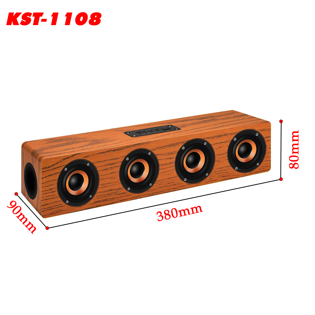 Loa gỗ Bluetooth Vinetteam KTS-1108 Hifi 20W Loa siêu trầm không dây âm thanh nổi, có 4 loa nghe nhạc cực hay, hỗ trợ cổng USB, FM, thẻ nhớ Micro SD - hàng chính hãng