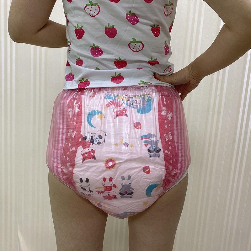 Abdl Người Lớn Tã Cho Bé Nhựa Pvc Có Thể Tái Sử Dụng Tã Bé Tã Quần Lót Onesize Ddlg Bebe Cho Bé Màu Hồng Có Thể Giặt Tã 2XL