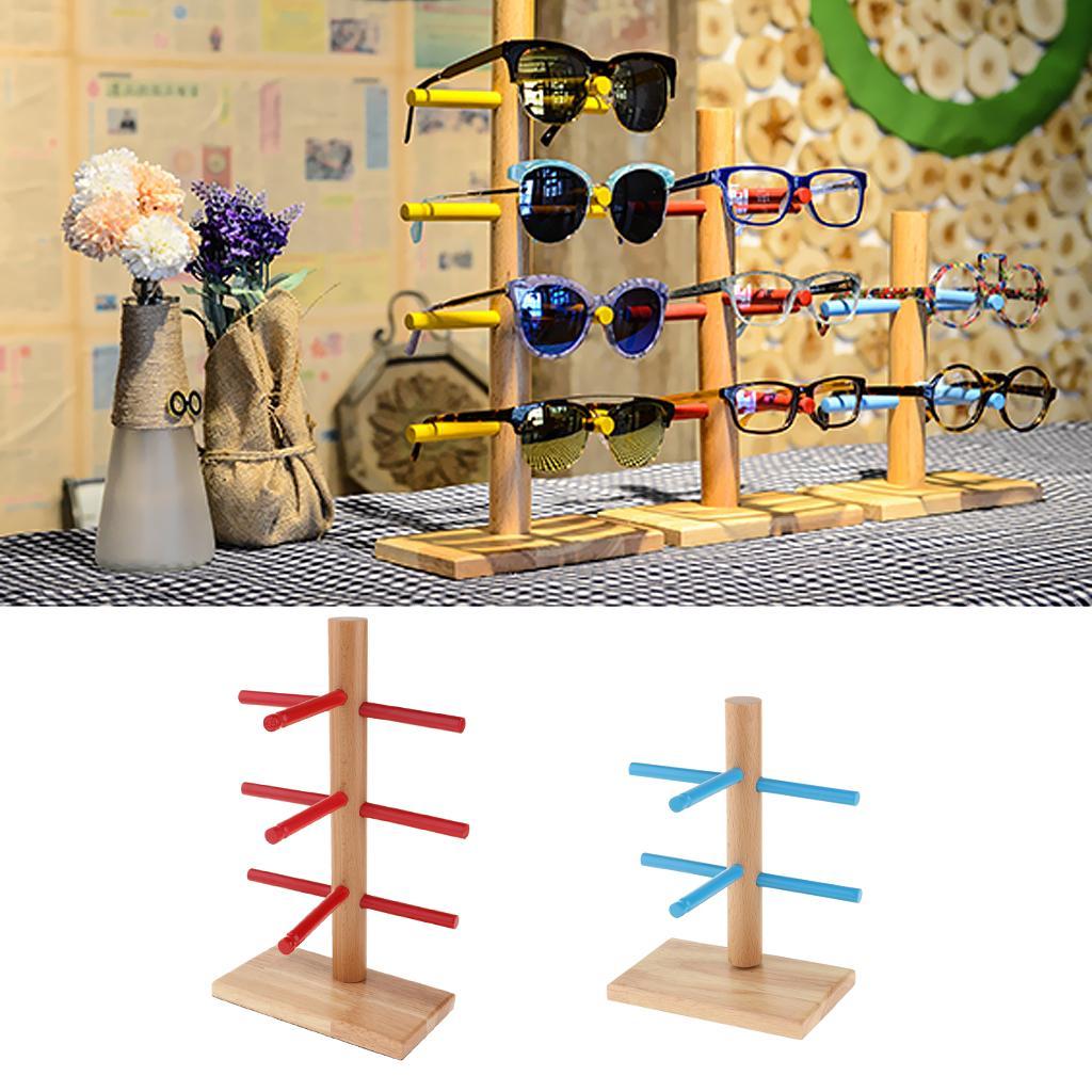Retro Wood Sunglasses Eye Glasses Show Rack Display Stand Holder Organizer