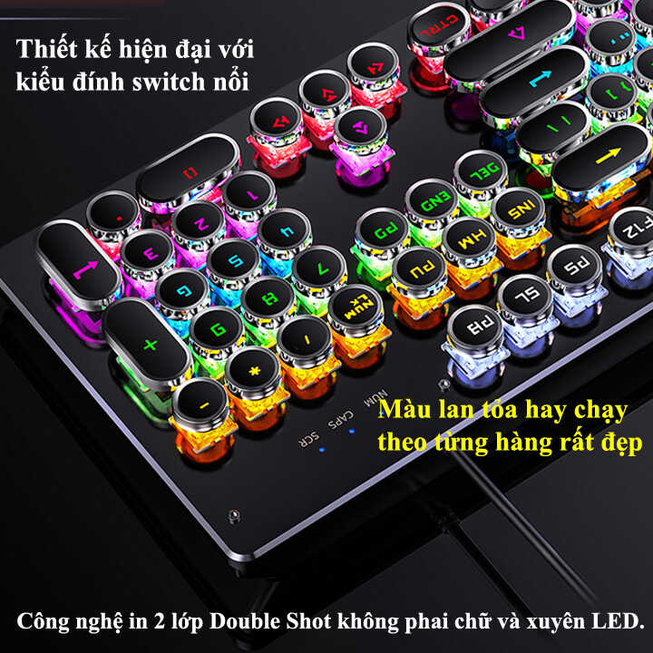 Bàn phím cơ chuyên game YINDIAO ZK-4 Blue Switch, Nút tròn, nhiều chế độ led tùy chỉnh (Hàng chính hãng)