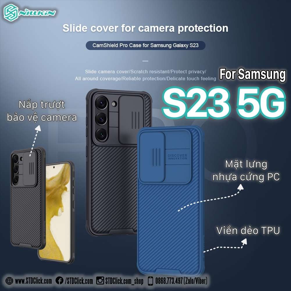 ỐP LƯNG DÀNH CHO ĐIỆN THOẠI SAMSUNG GALAXY S23 5G NILLKIN CAMSHIELD PRO BẢO VỆ CAMERA