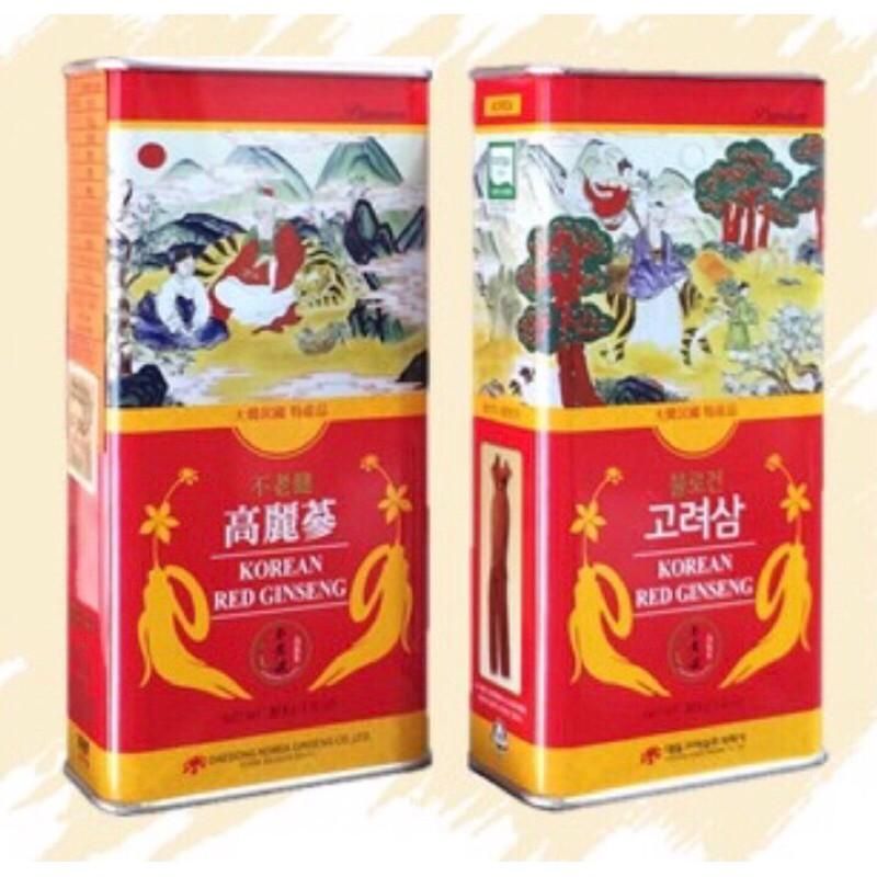 Hồng Sâm Củ Khô Hộp Thiếc Daedong 300g Hàn Quốc 6 năm tuổi 11-20 củ