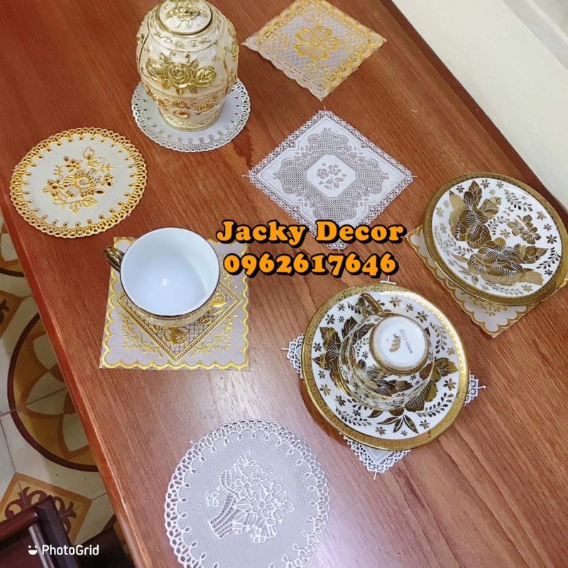 SIÊU RẺ Combo 2 Tấm lót cốc trà 10cm ren hoa - HÀNG ĐẸP