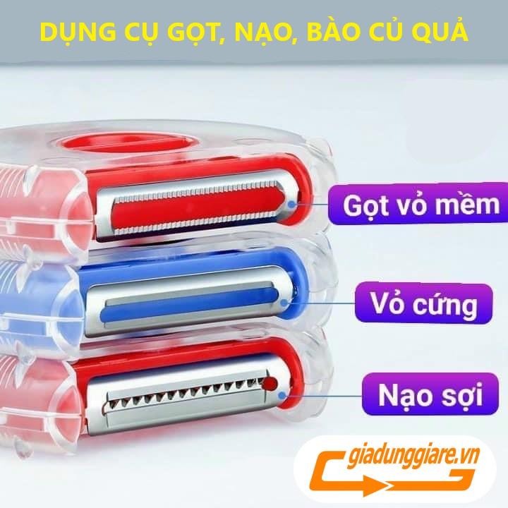 DỤNG CỤ GỌT nạo bào sợi củ quả đa năng 3 in 1 với thiết kế hình tròn độc đáo an toàn khi sử dụng (Giao mầu ngẫu nhiên)