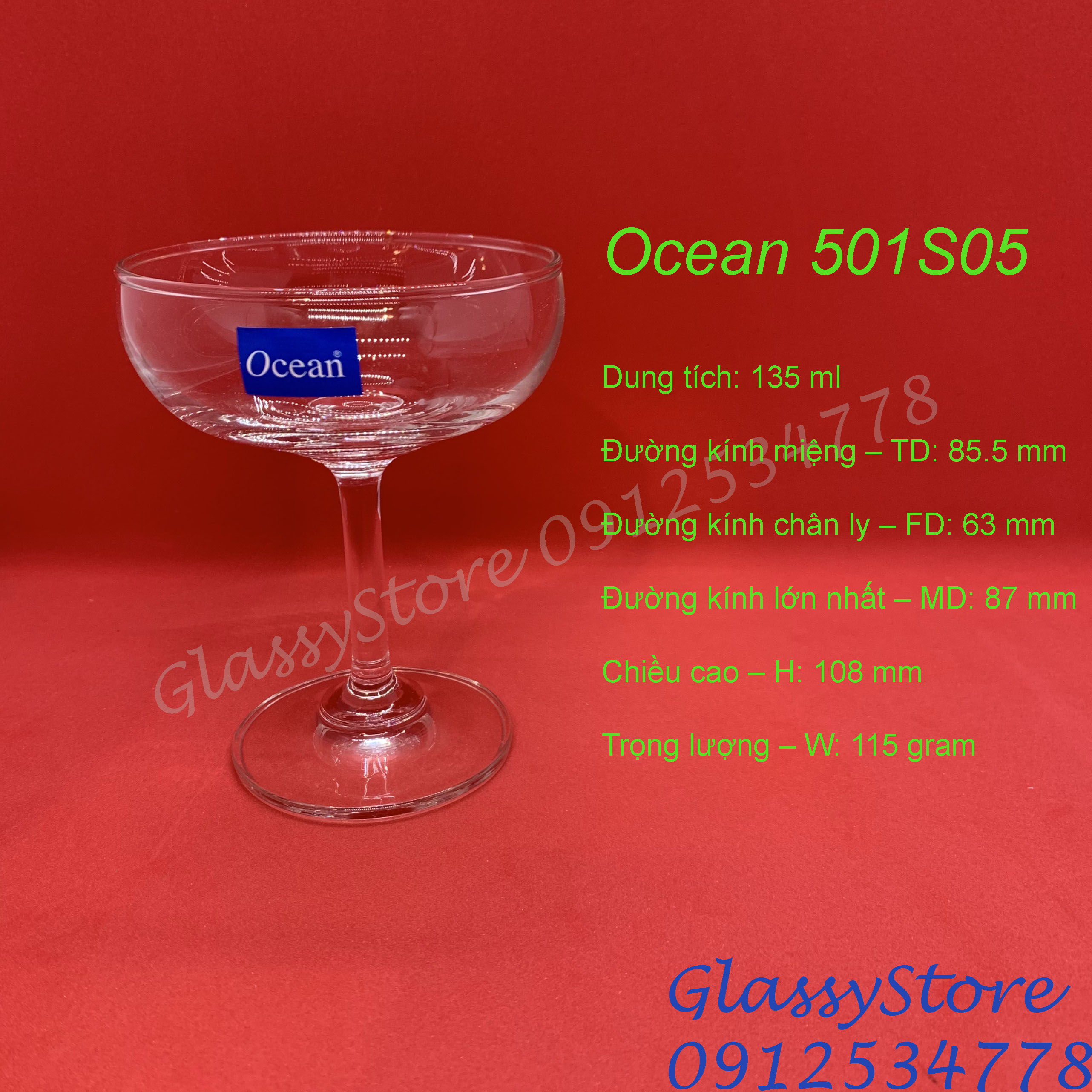 Ly rượu tháp thủy tinh Ocean Saucer Champagne 1501S05 / 1501S07 – Hàng chính hãng