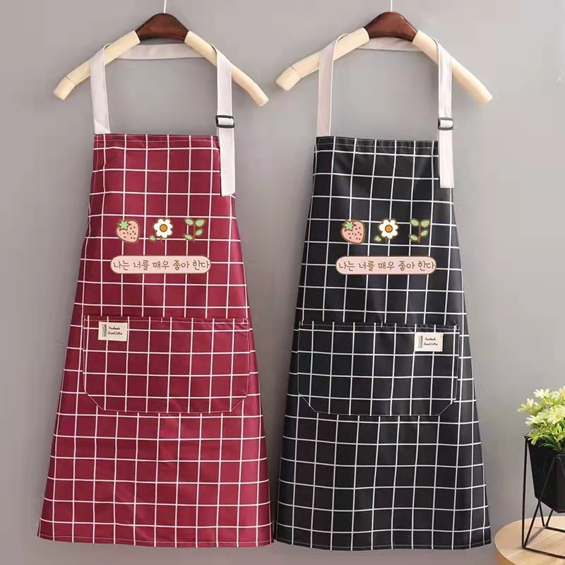 Tạp dề lưới caro có túi có lau tay  phong cách Hàn Quốc