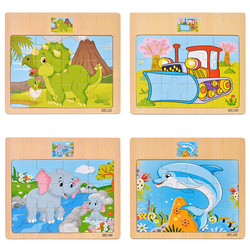 Đồ chơi tranh xếp hình gỗ 12 miếng puzzle - Đồ chơi thông minh trẻ em