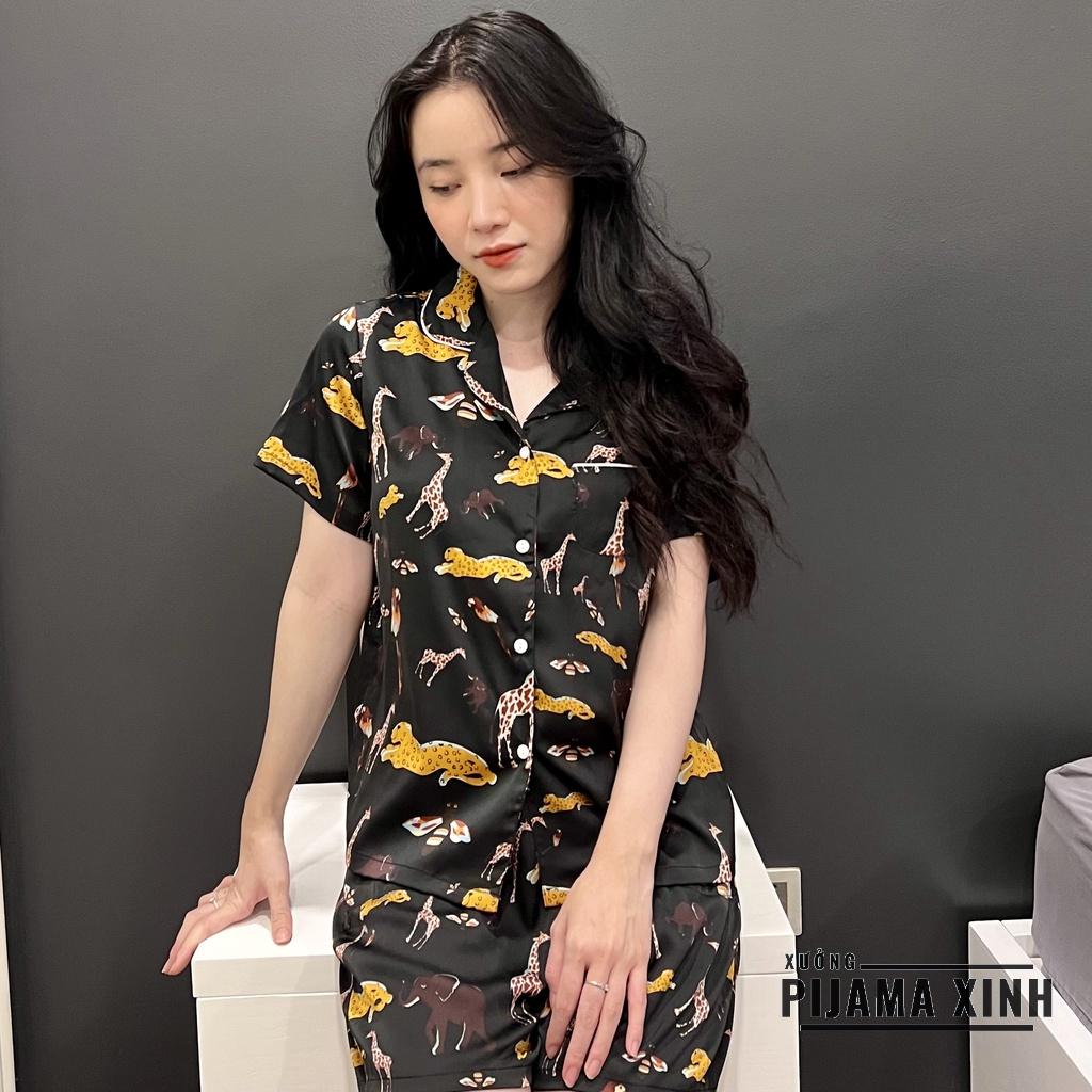 ĐỒ BỘ NỮ - PIJAMA HÀNG THIẾT KẾ Bộ Mặc Nhà Chất Lụa Latin Họa Tiết Vải Cao Cấp Mềm Mịn