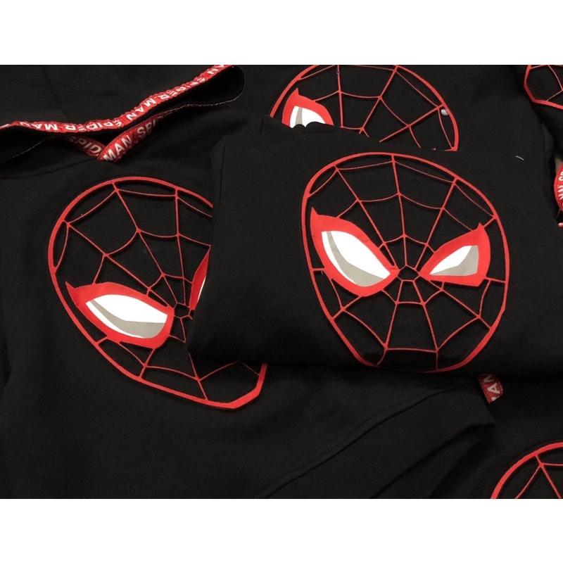 Áo nỉ hoodie bé trai spiderman đen 10-14kg