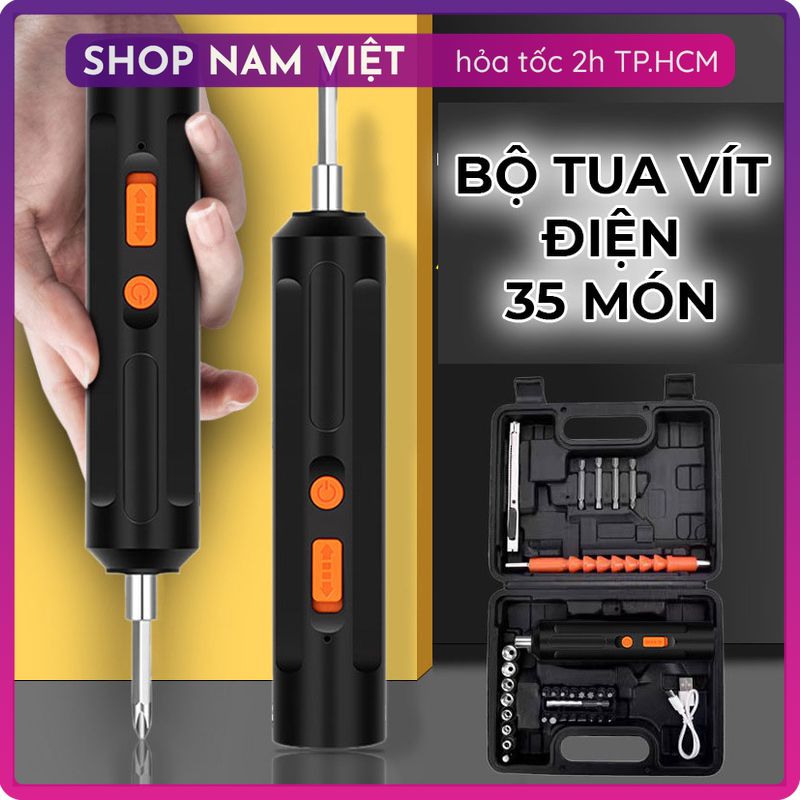 Bộ Tua Vít Điện 35 Món (Dùng Pin Sạc)
