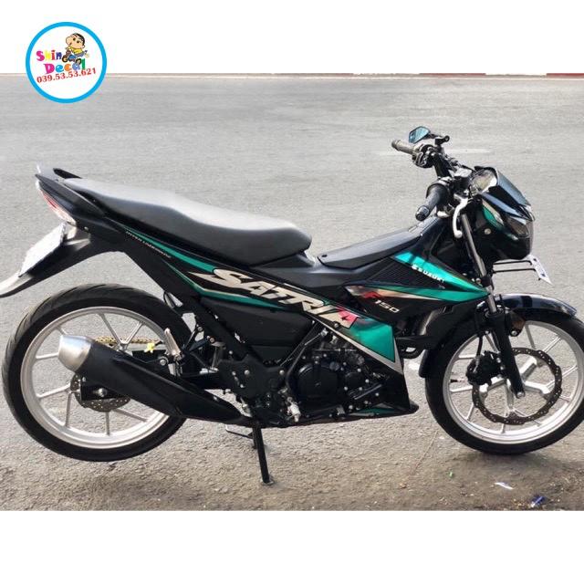 Tem xe Satria fi xanh ngọc lục bảo chất liệu Candy cao cấp
