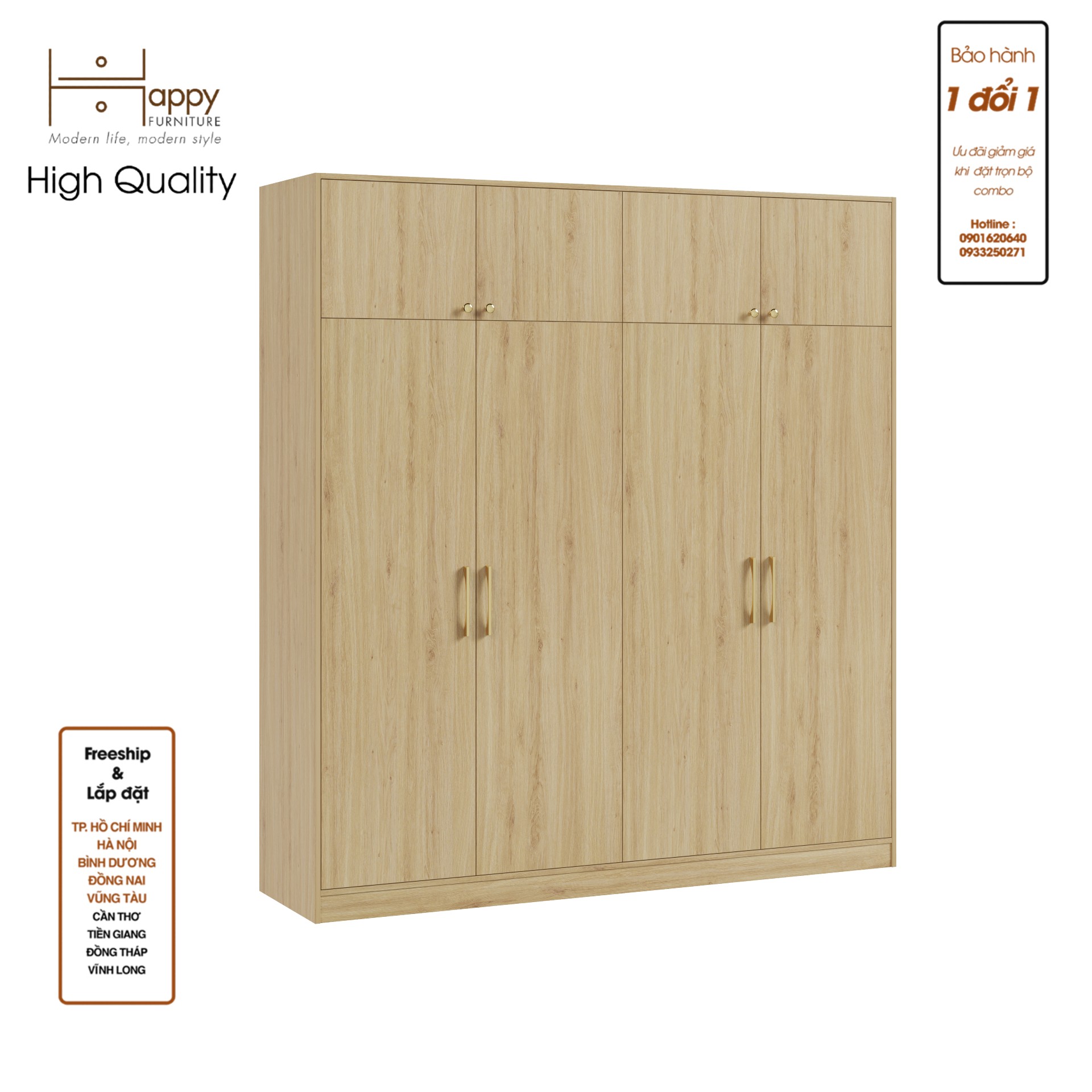ELEGANT, Tủ quần áo 2 ngăn kéo 2mx2m2 , 200cm x 54cm x 220cm , TCM_048