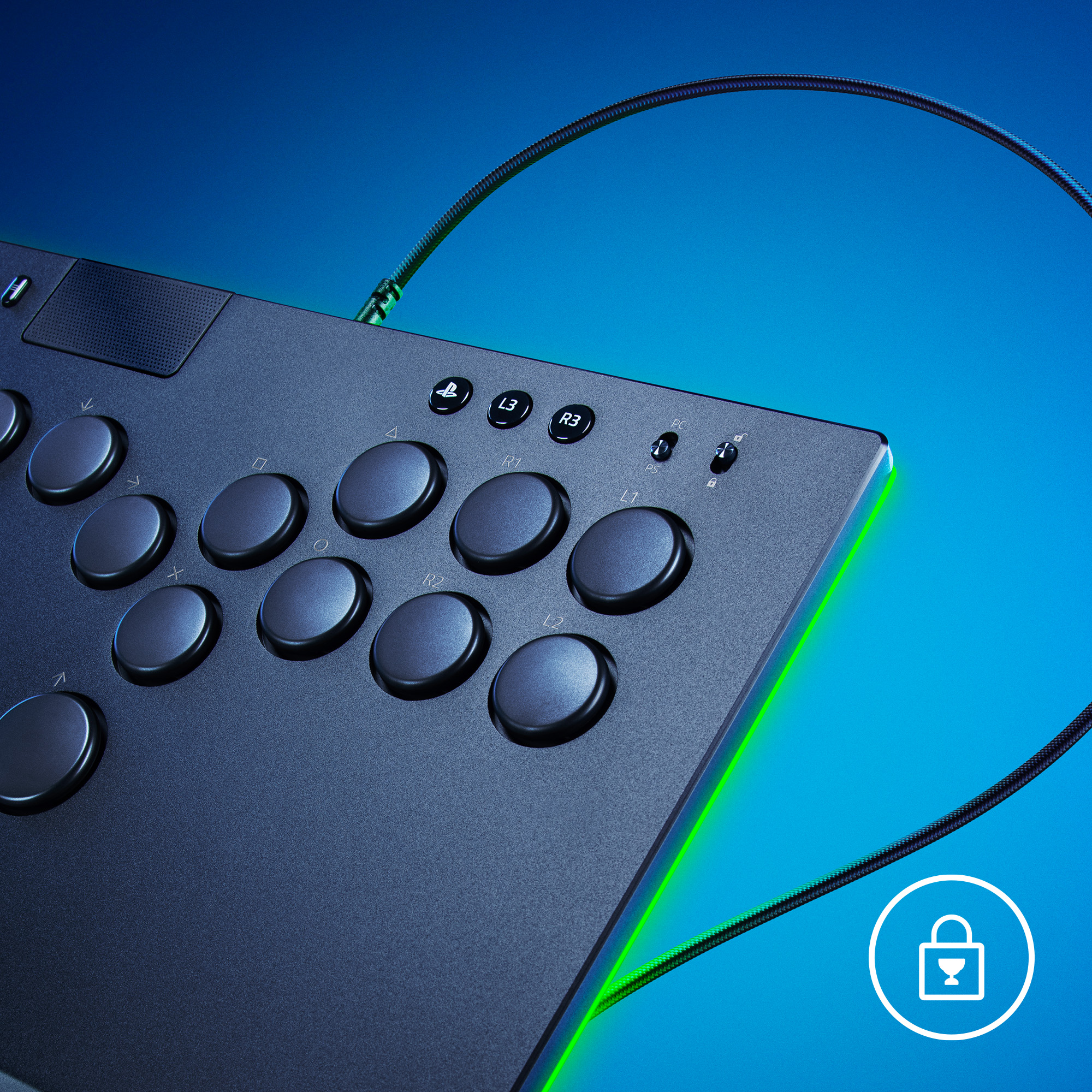 [NEW] Razer Kitsune - All-Button Optical Arcade Controller for PS5™ and PC (Bộ điều khiển Arcade) | Low-Profile Optical Switches | Slim Form Factor | Removable Top Plate | Chroma RGB Lighting | USB Type C