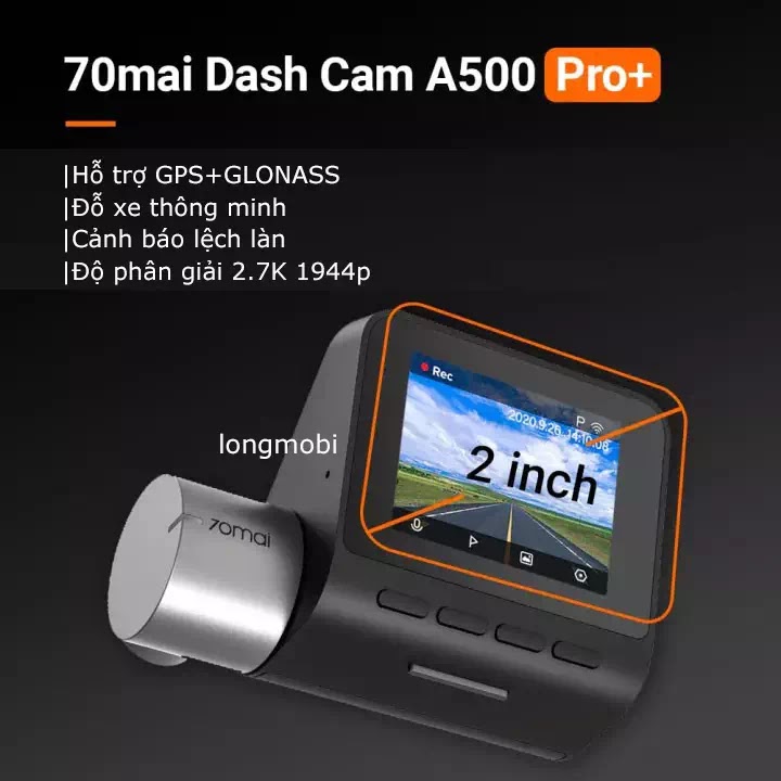 Camera Hành Trình Sothing Xiaomi 70mai A500s Quốc Tế, Cảnh Báo Va Chạm, Lệch Làn, GPS, Quay Đêm- Hàng chính hãng
