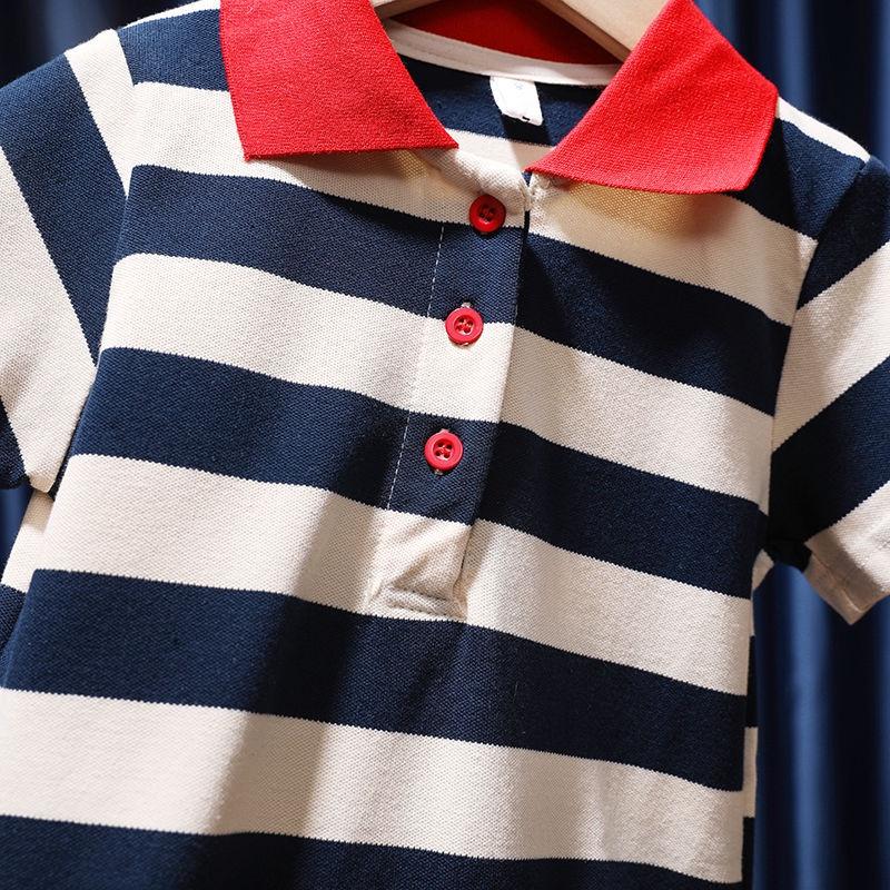 VT42 Size90-130 Váy đầm bé gái vải thun sọc ngang thoáng mát Thời trang trẻ Em hàng quảng châu