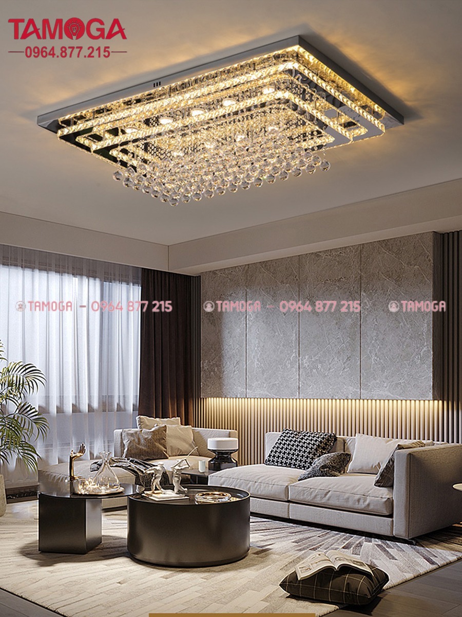 Đèn Led ốp trần pha lê D1200mm 3 chế độ ánh sáng TAMOGA 0906