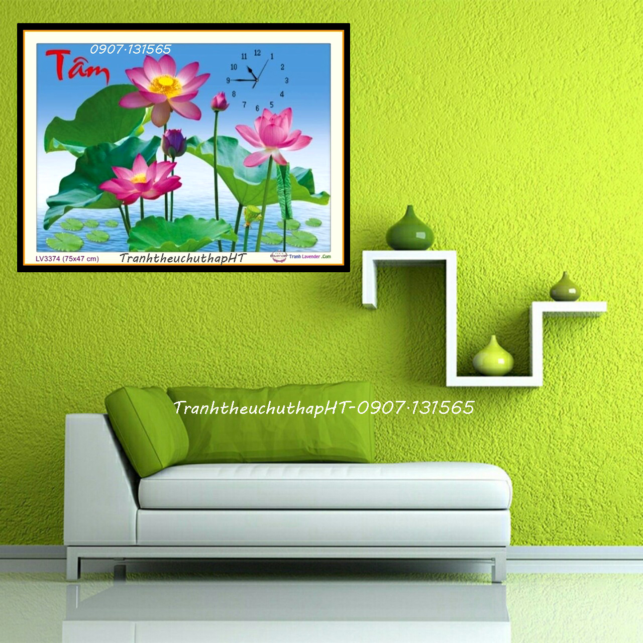 Tranh thêu chữ thập - Tranh đính đá chữ tâm 90*50cm - tự đính