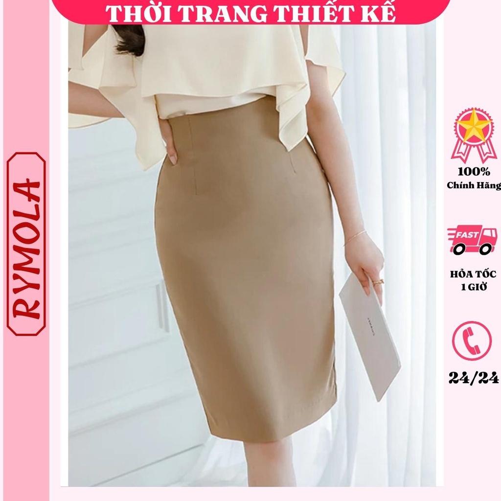 Chân Váy Công Sở Bút Chì Dài Tới Gối Màu Nâu MOLA From Ôm Lưng Thun Cạp Cao Cá Tính Kiểu Vintage, Ulzzang Đẹp MCV201