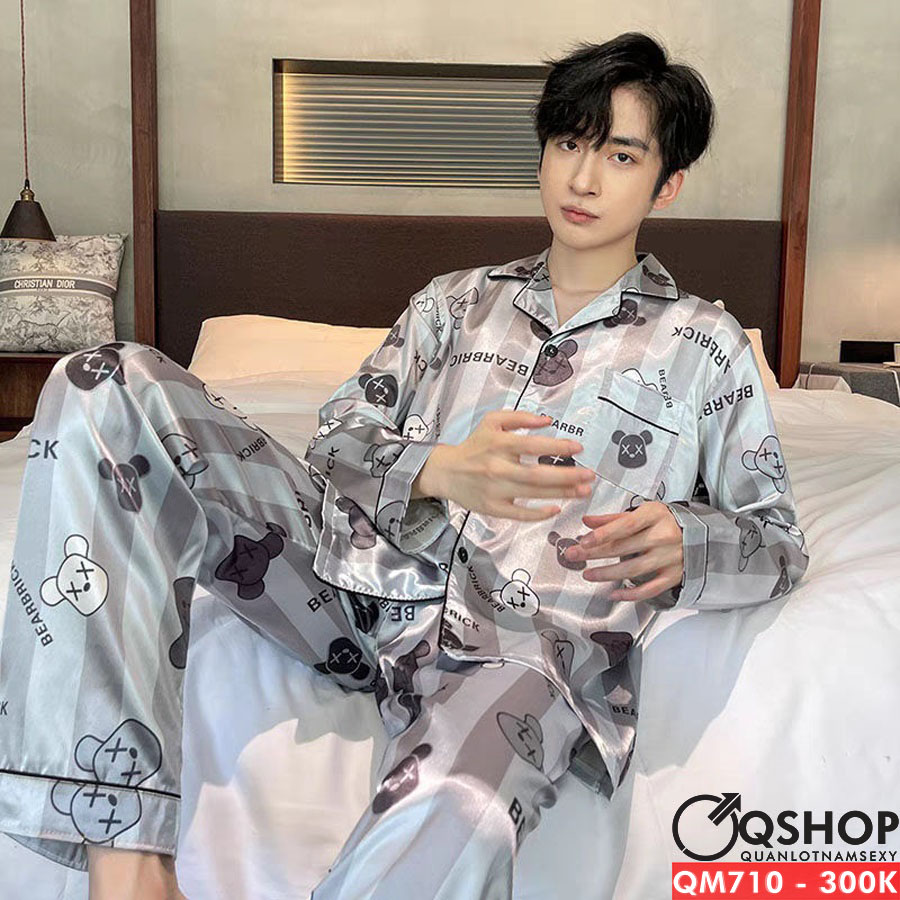 Bộ đồ pijama nam quần dài, lụa satin mềm mịn QSHOP QM710