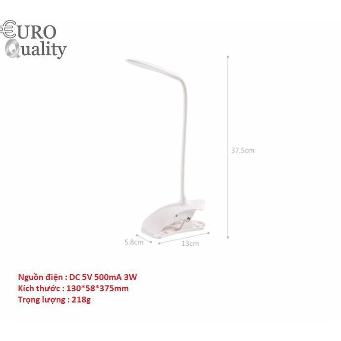 Đèn led học tập và đọc sách cổng usb có đế kẹp (Trắng) - Euro Quality