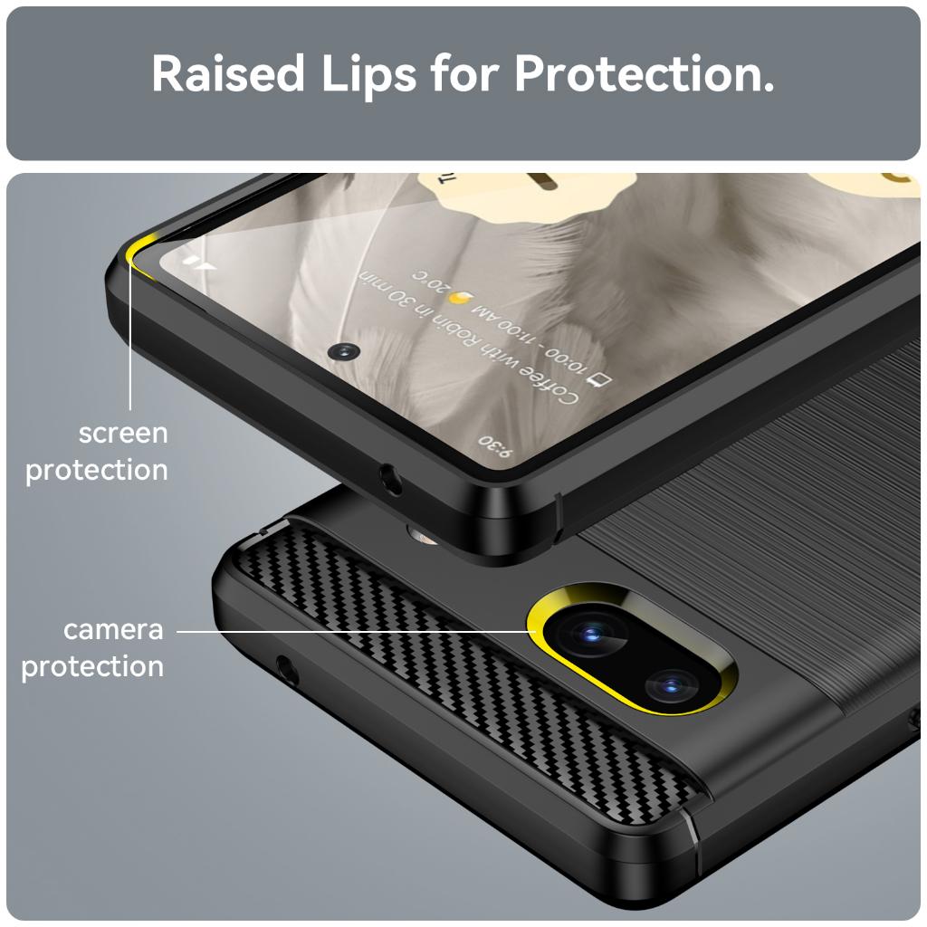 Ốp lưng cho Google Pixel 7a, Ốp silicone mềm Carbone phay xước chống sốc chống vân tay cho Pixel 7a