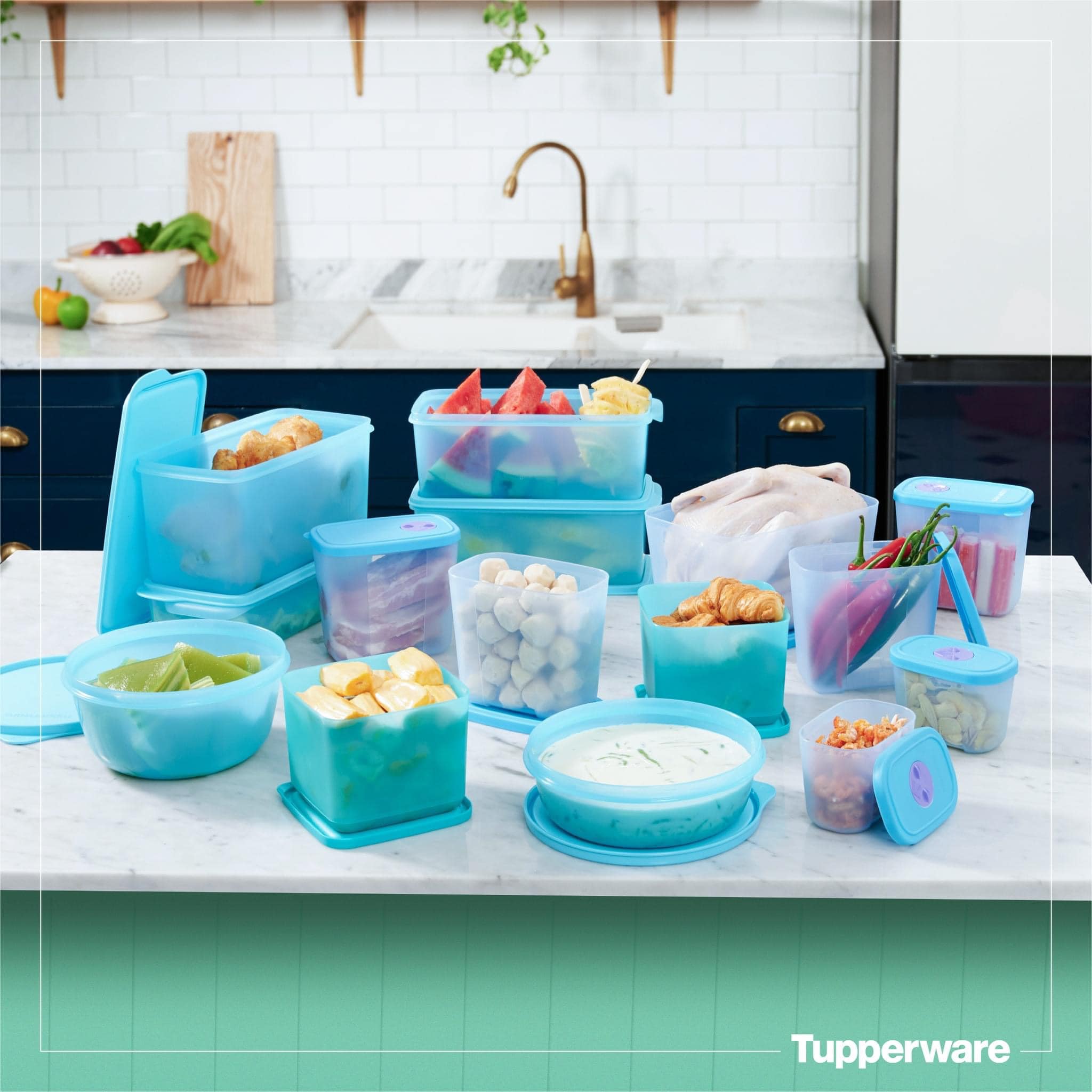 BỘ HỘP TRỮ MÁT &amp; TRỮ ĐÔNG TUPPERWARE BLUE OCEAN SET 15