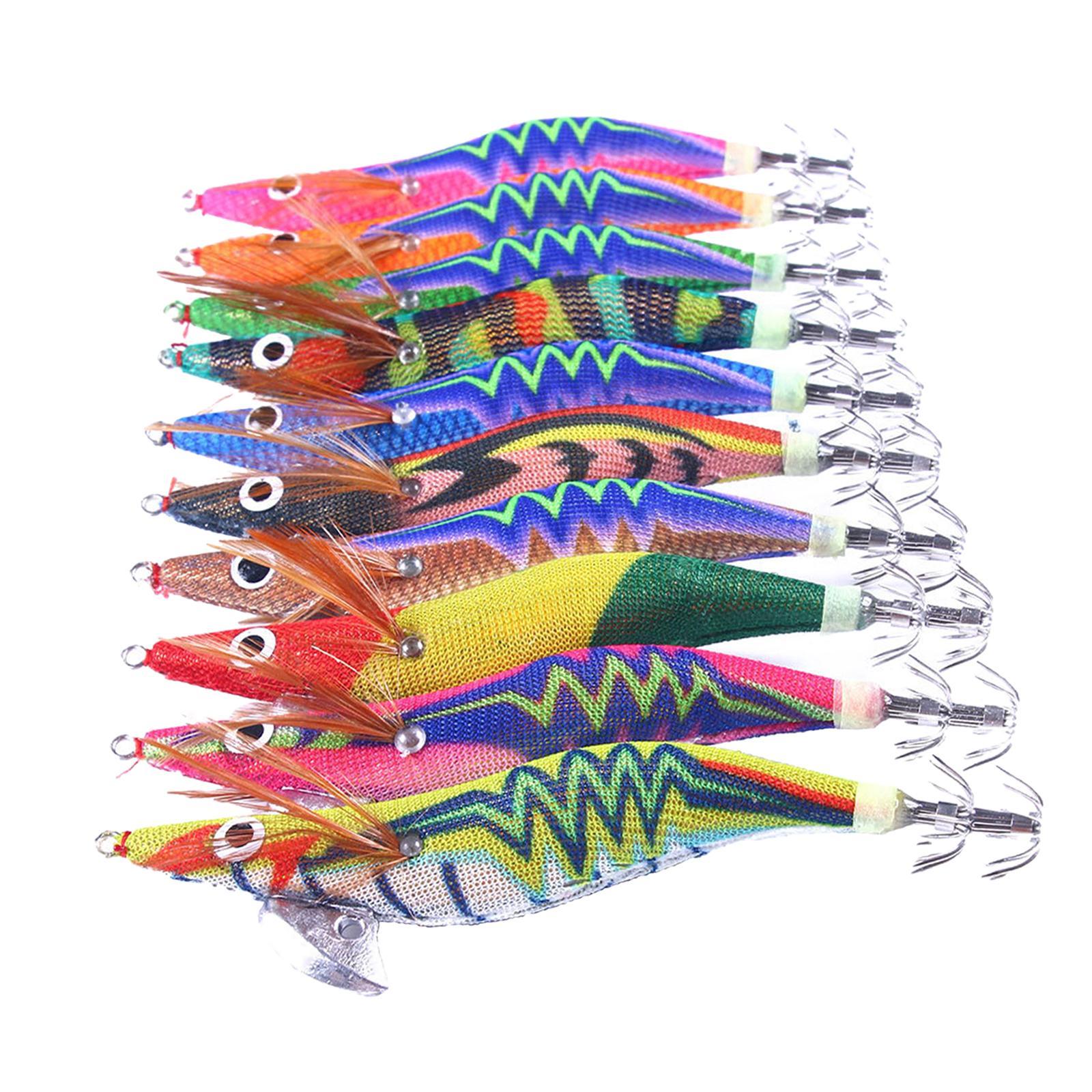 10x Luminous Squid Jig Hooks Squid Jig Lures Saltwater Fishing Lures