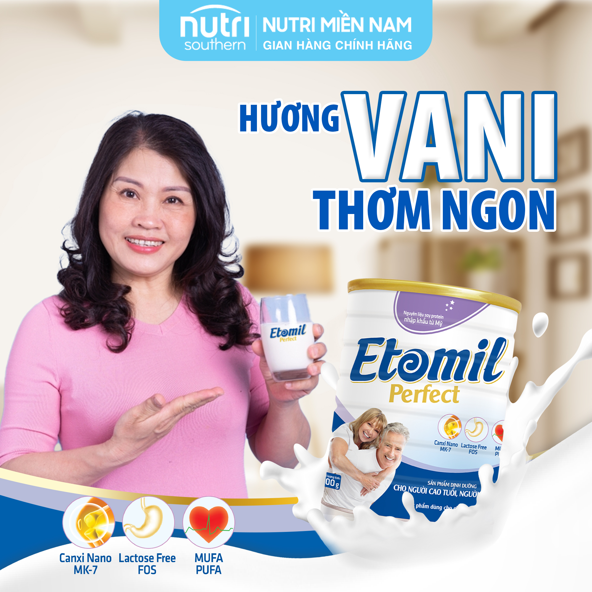 Sữa Cho Người Lớn Tuổi, Người Ốm Bệnh Etomil Perfect 900G - Dinh Dưỡng Vàng Cho Người Cao Tuổi, Hương Vị Dễ Uống