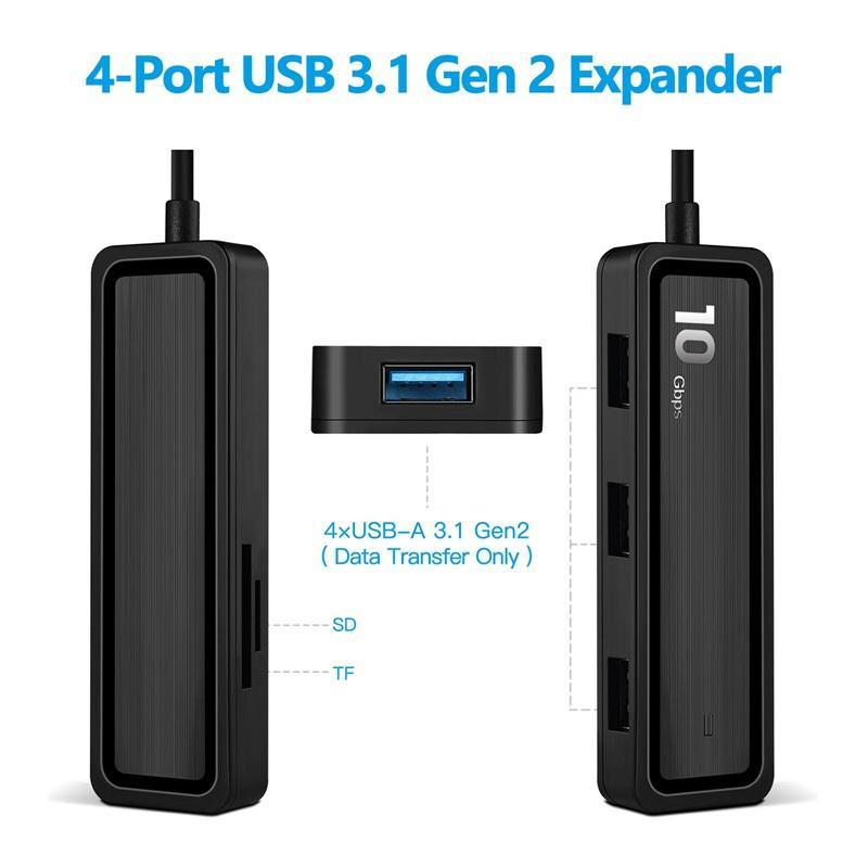 Bộ Chia 10 Gdps 6 Trong 1 USB Type-C Sang 4X USB 3.2 Gen 2 10Gbps Siêu Tốc Độ Cao SD 2.0 TF 2.0
