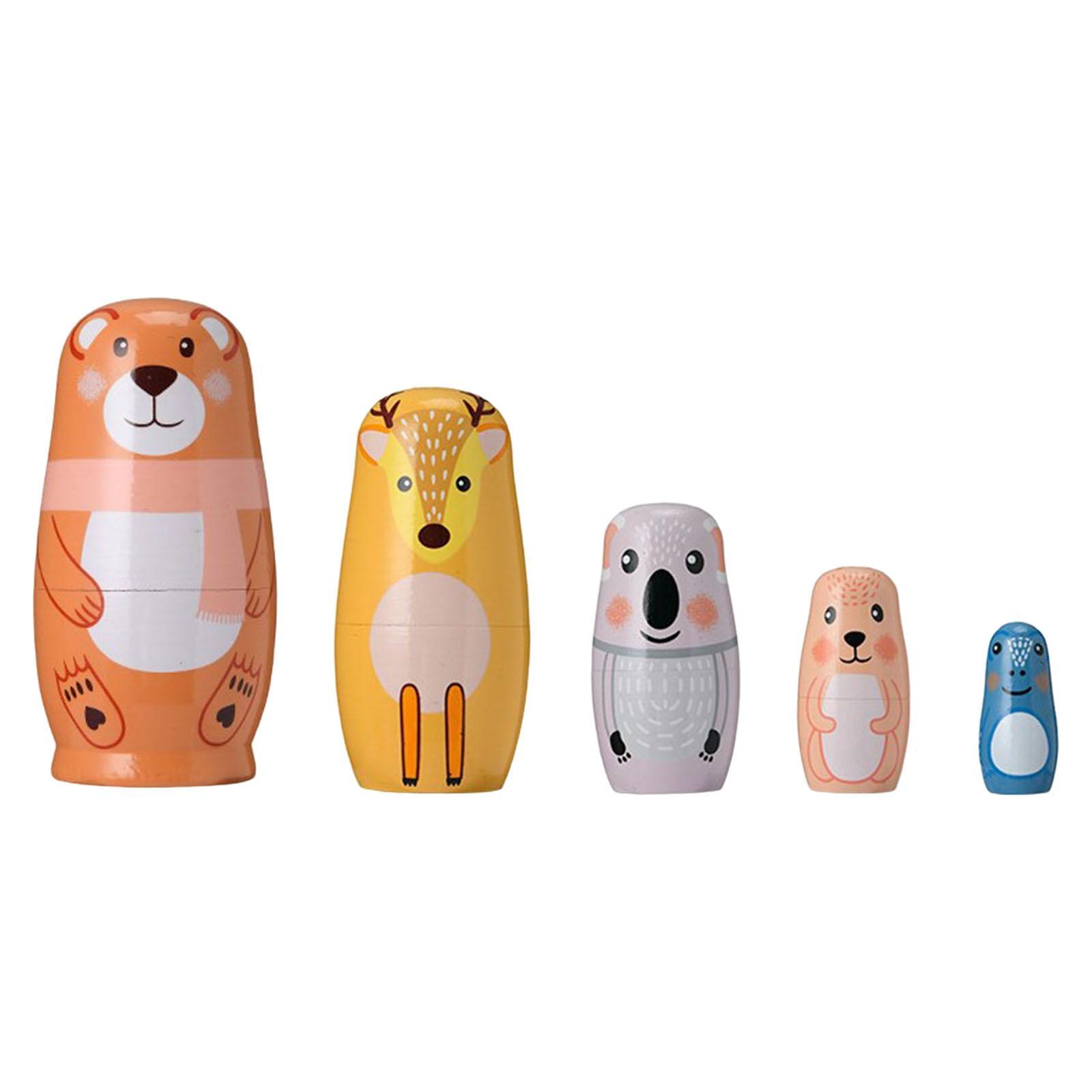 5Pcs Russian Nesting Doll Wooden Nesting Doll Handmade for Home Tabletop
