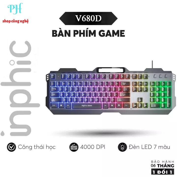 Bàn Phím Cơ Kim Loại V680 Có Dây Phím Có Đèn Nền Siêu Đẹp RGB Hỗ Trợ 4000DPI Chơi Game Chuyên Nghiệp - Hàng chính hãng