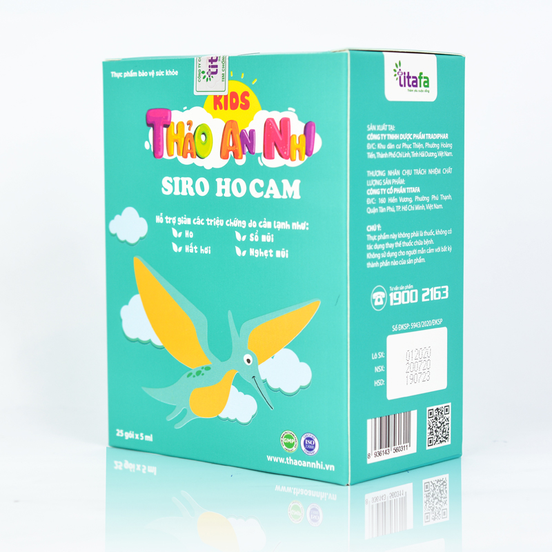 Siro HO CẢM KIDS THẢO AN NHI - Giảm các triệu chứng ho, nghẹt mũi, sổ mũi do cảm lạnh ở trẻ - Hộp 25 gói
