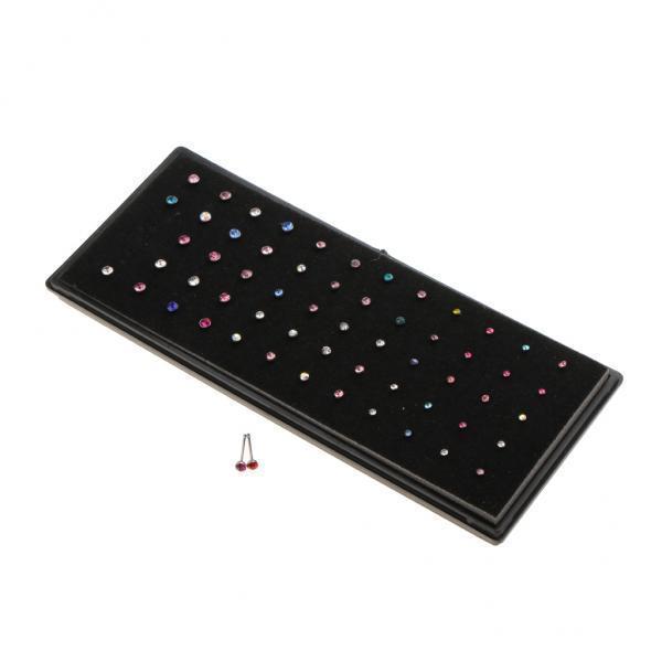 2-3pack 60pcs Stainless Steel Nose Rings Studs Body Piercing Jewelry Multi-Color