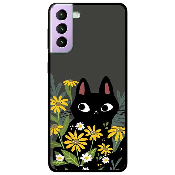 Ốp lưng dành cho Samsung Galaxy S21 / S21 Plus / S21 Ultra - Mèo Đen Hoa Vàng