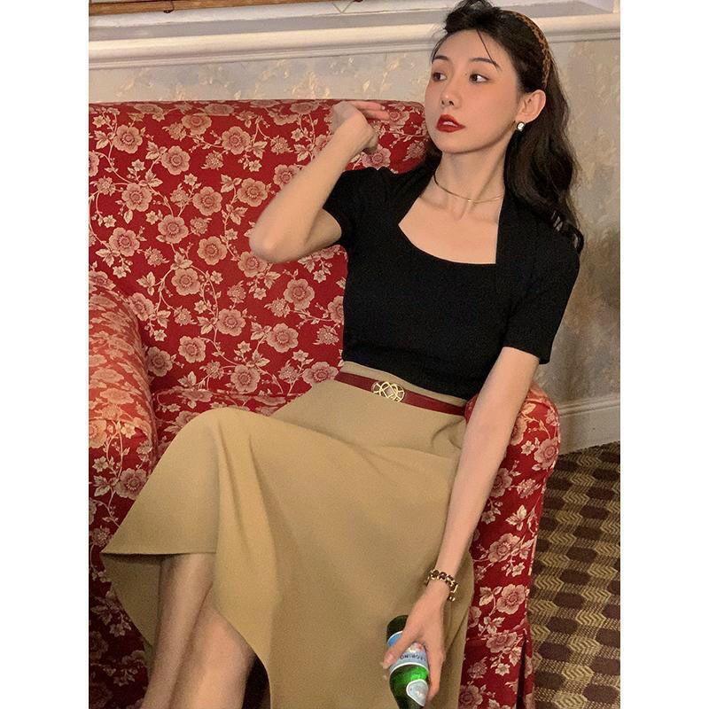 Áo len Quảng Châu cổ vuông tôn dáng siêu hot - hinhin