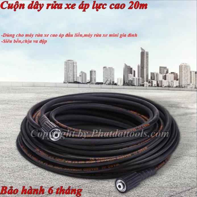 Dây rửa xe cao áp 20m đen ren 22X22