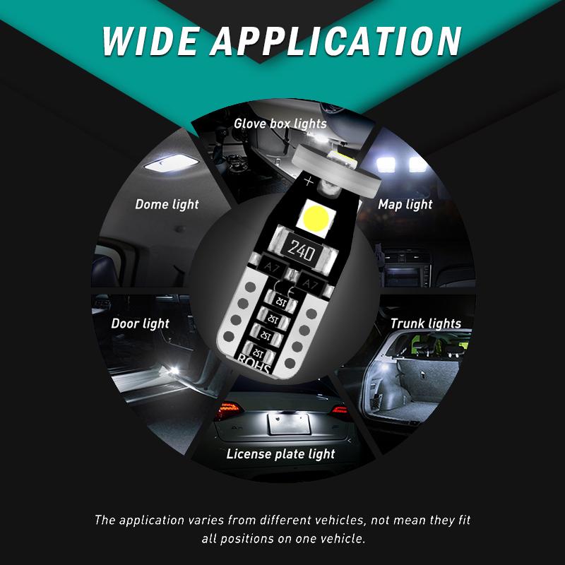 Đèn Led T10 12v 3030 Chip 8 Màu Cho Xe Hơi