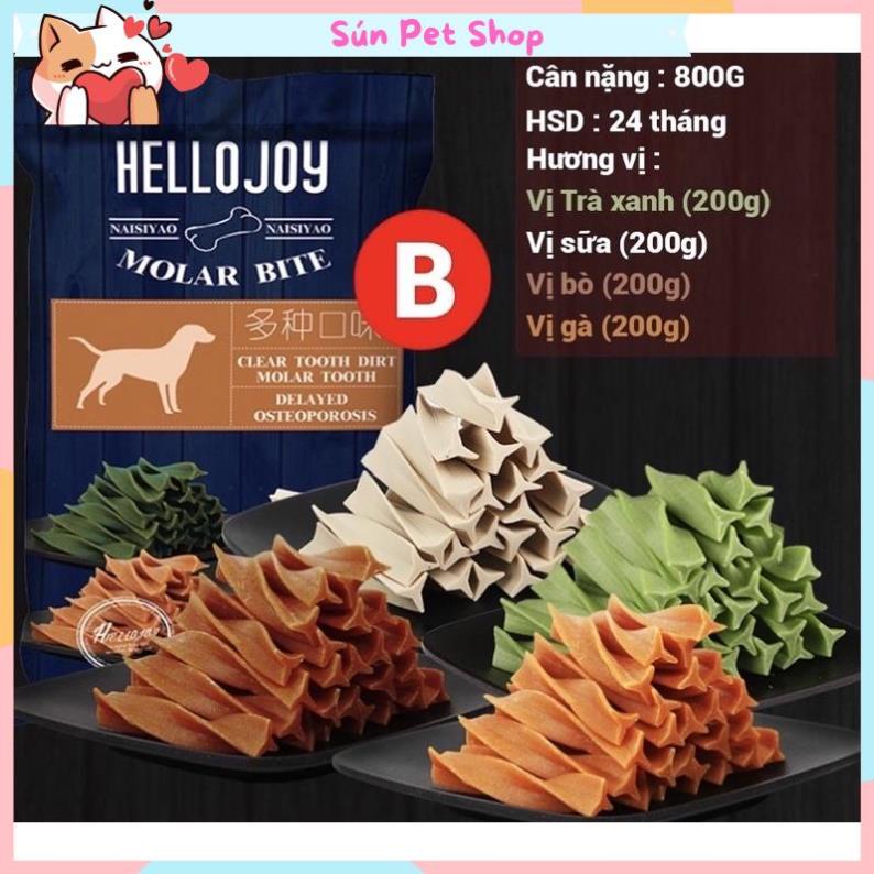 Xương gặm làm sạch răng cho chó Hello Joy gói 800gr