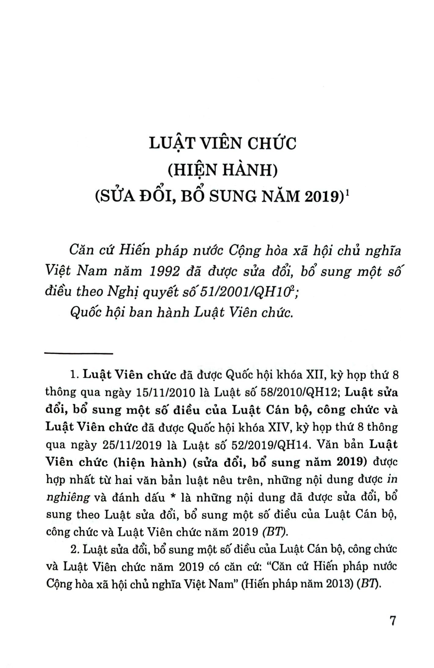 Luật Viên Chức (Hiện Hành) (Sửa Đổi, Bổ Sung Năm 2019)